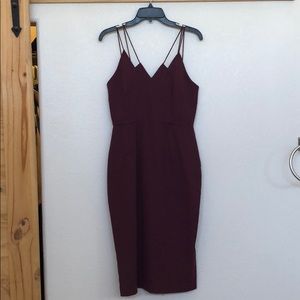 Keepsake Skinny Love Burgundy Midi Dress